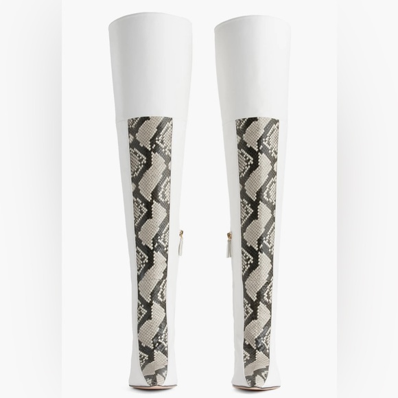 π₯The Koko Good American Over The Knee Snake Embossed Boots New White Sold Out - Picture 4 of 9